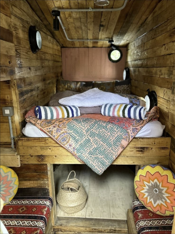 Camper interior cleaned for arriving guests