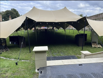 Marquee exterior prepared before event opening